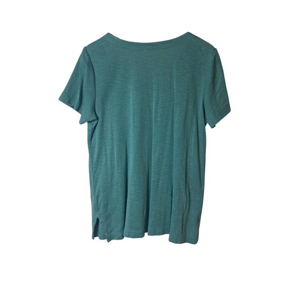 J. Jill Green 100% Pima Cotton Slub-Knit V-Neck Tee Women's Size Medium - Picture 2 of 6